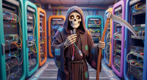 The Grim Reaper confused about USB cables.